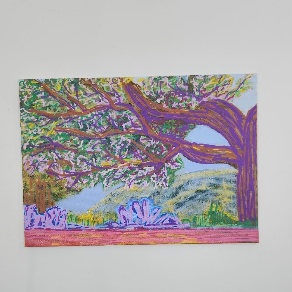 Hand Crafted Wall Art Purple Landscape Canvas Art - Picture 7 of 12